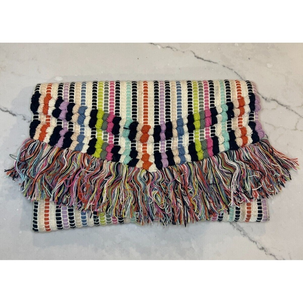 Stella & Dot Tai Bag Clutch Boho Fringe Multicolors Bohemian Hip India Trendy